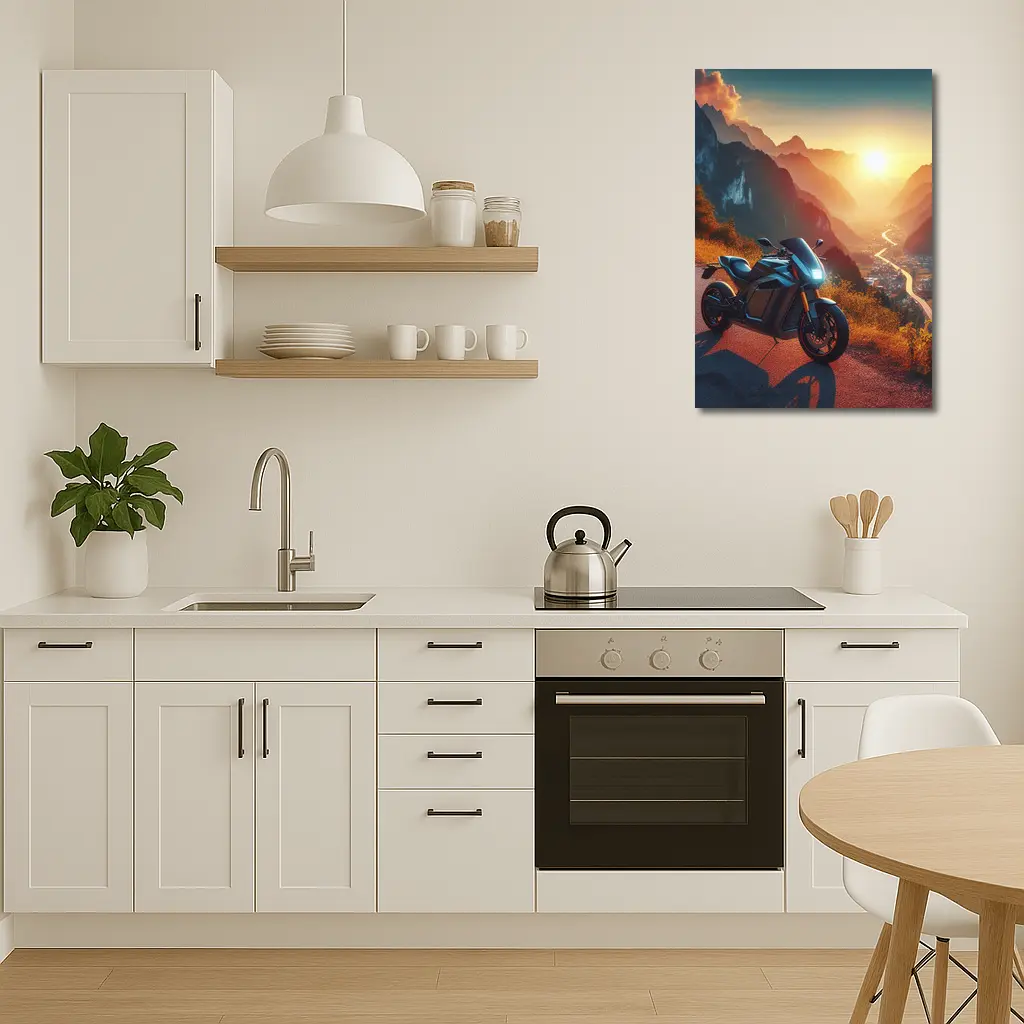 Electric Sport Bike Mountain Sunset Road – Wall Art
