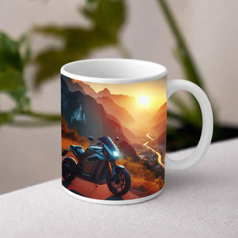 Electric Sport Bike Mountain Sunset Road – Mugs