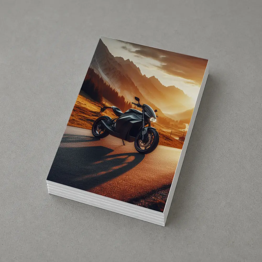 Black Electric Motorcycle Mountain Sunset Road – Postcards