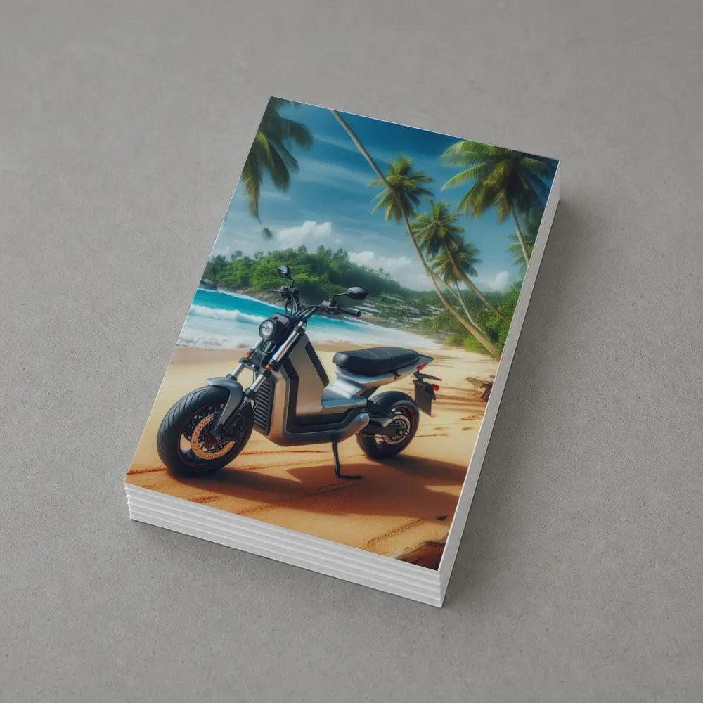 Electric Scooter Parked On Tropical Beach – Postcards