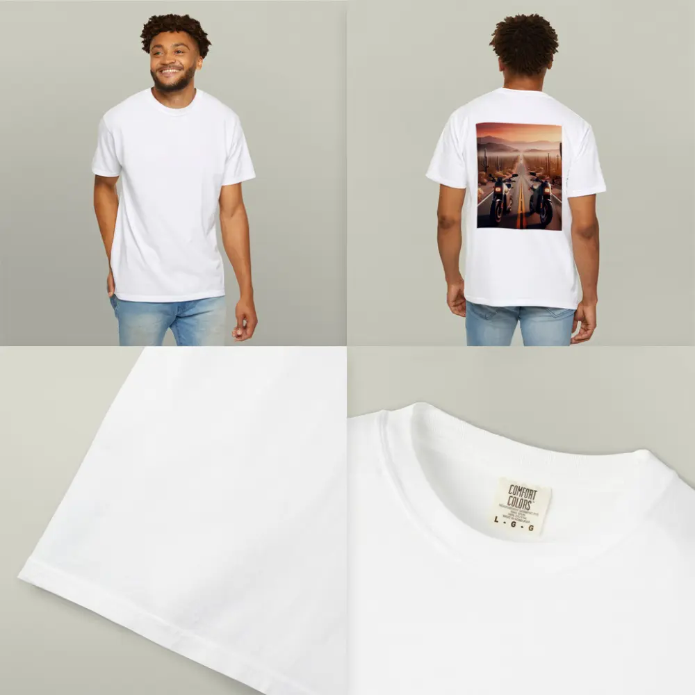 Two Electric Motorcycles Desert Sunset Road – T-Shirts
