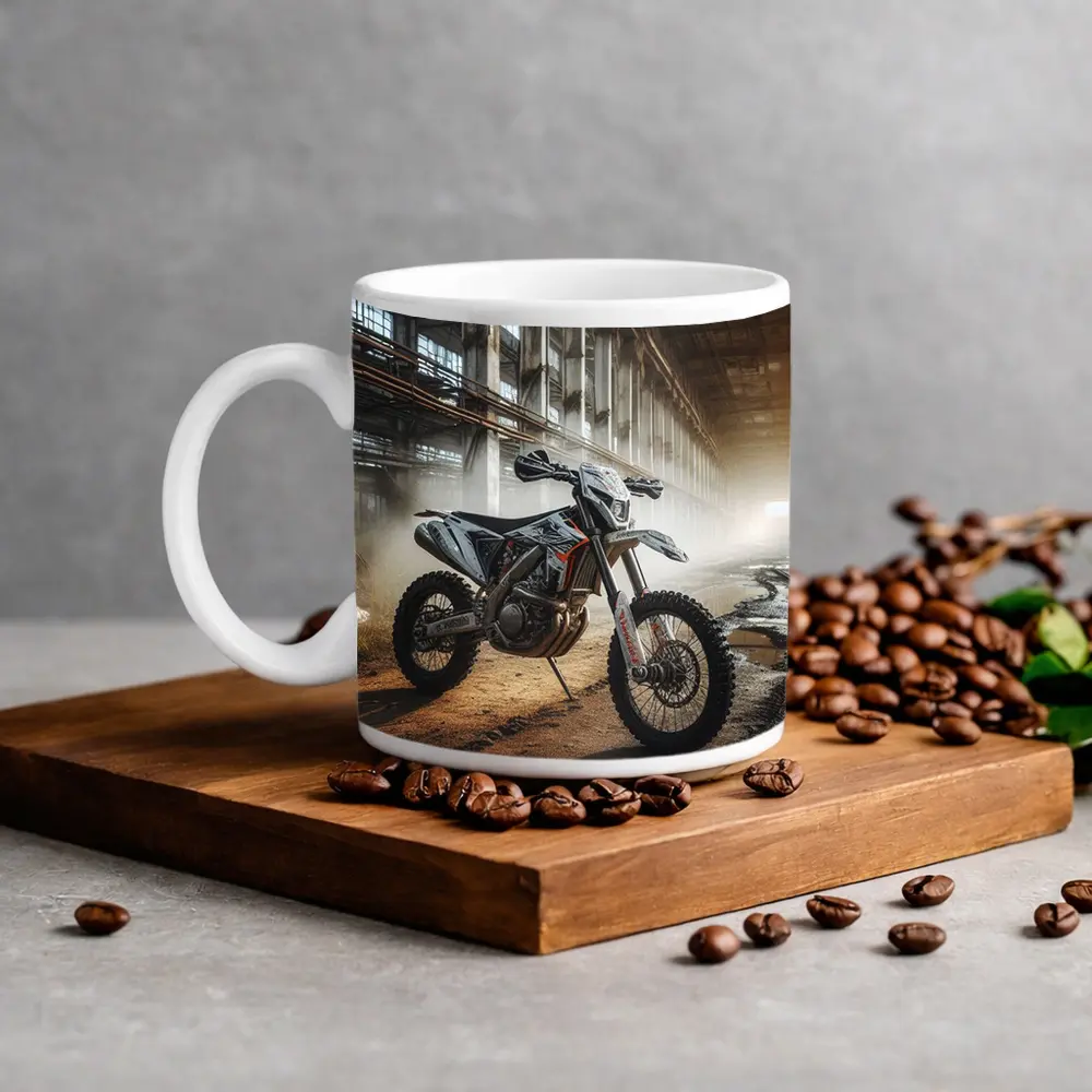 KTM Dirt Bike Abandoned Industrial Hall – Mugs