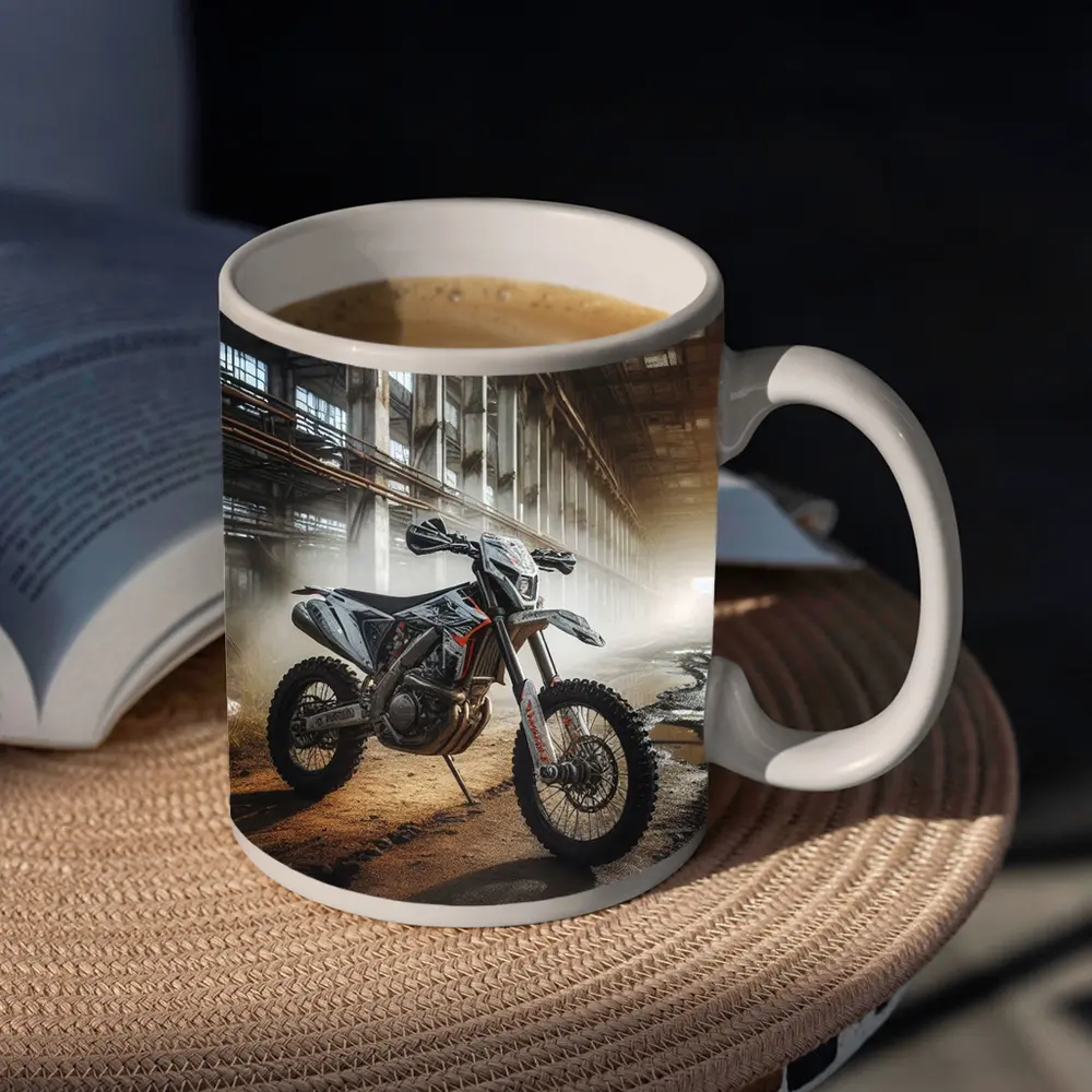 KTM Dirt Bike Abandoned Industrial Hall – Mugs