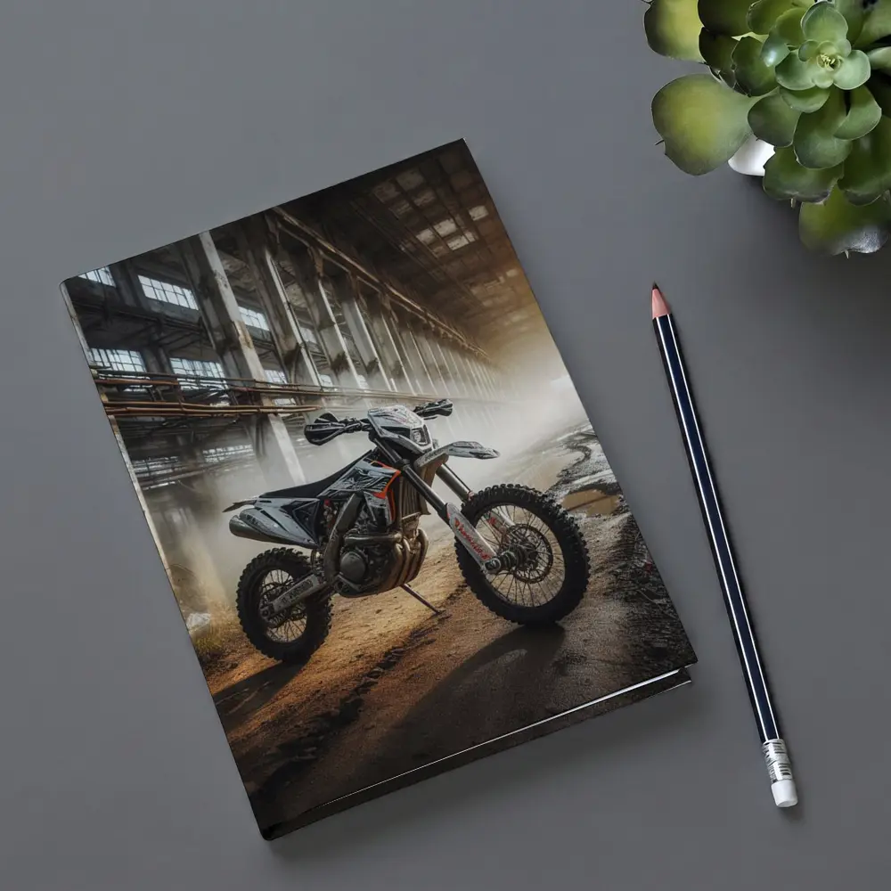 KTM Dirt Bike Abandoned Industrial Hall – Notebooks