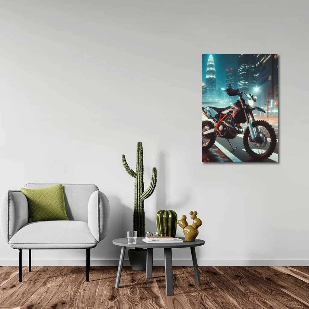KTM Dirt Bike City Night Street Scene – Wall Art