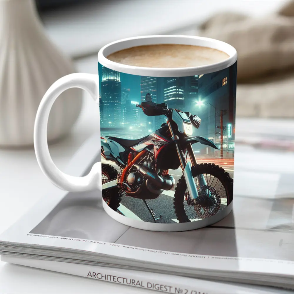 KTM Dirt Bike City Night Street Scene – Mugs