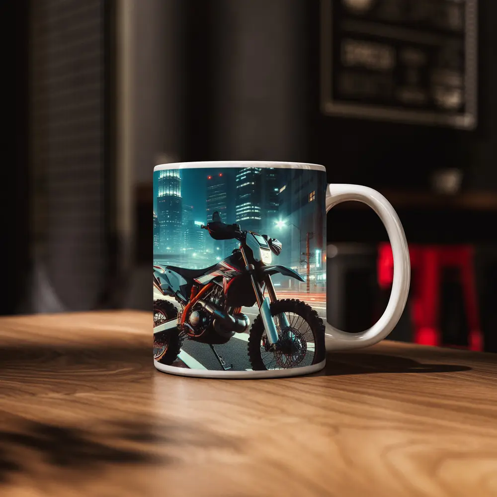 KTM Dirt Bike City Night Street Scene – Mugs