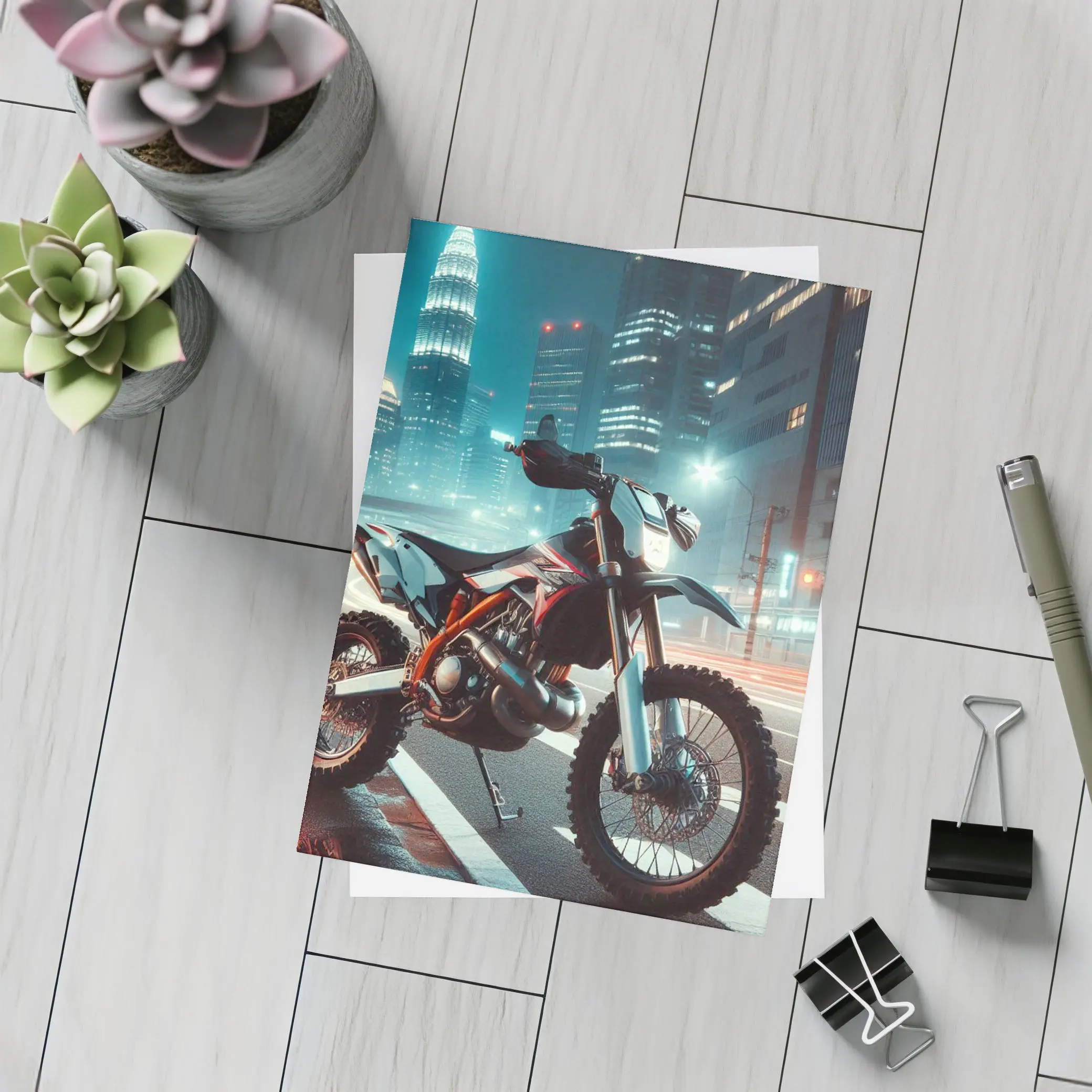 KTM Dirt Bike City Night Street Scene – Postcards