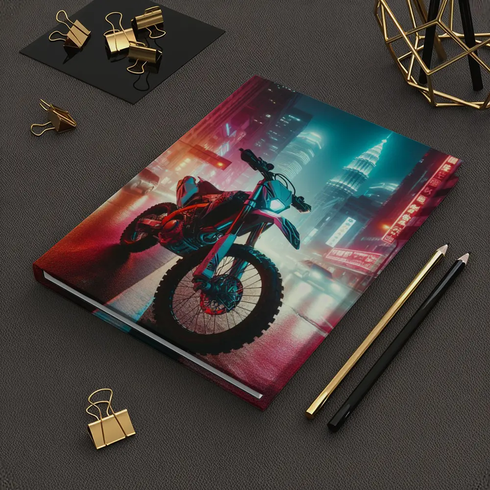 Dirt Bike Neon City Night Cyberpunk Street – Notebooks