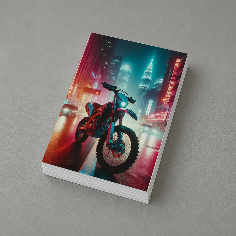 Dirt Bike Neon City Night Cyberpunk Street – Postcards