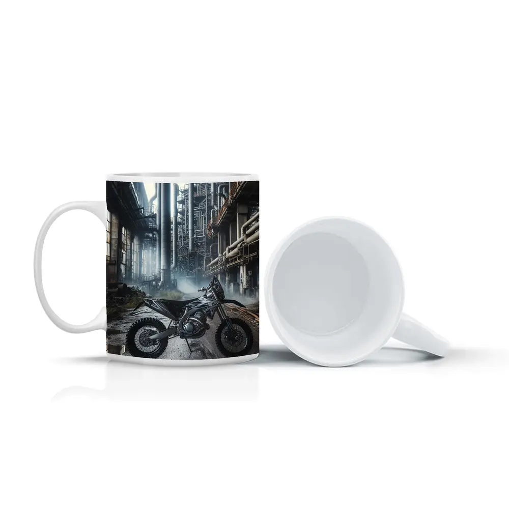 Dirt Bike Abandoned Industrial Factory Interior – Mugs