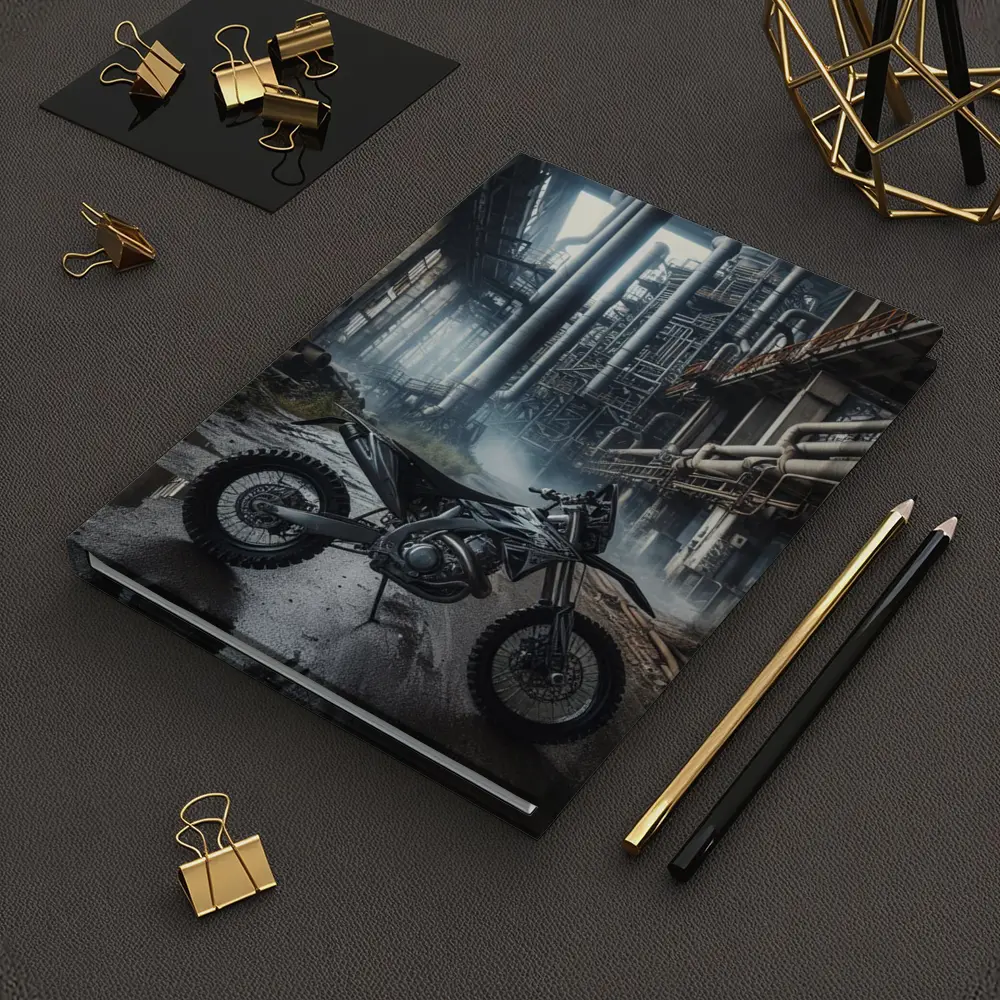 Dirt Bike Abandoned Industrial Factory Interior – Notebooks