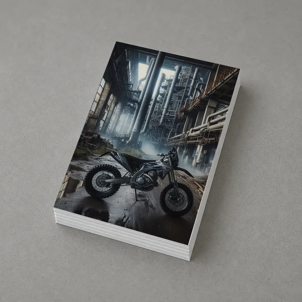 Dirt Bike Abandoned Industrial Factory Interior – Postcards