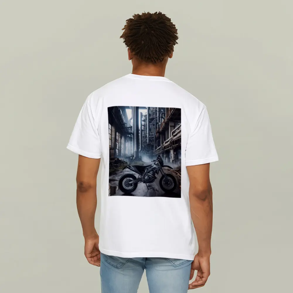 Dirt Bike Abandoned Industrial Factory Interior – T-Shirts