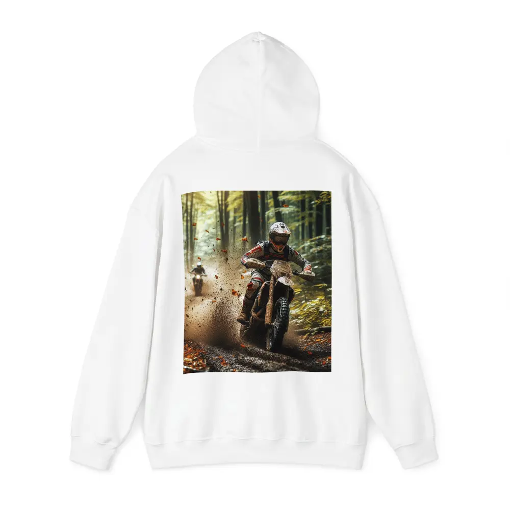 Motocross Dirt Bike Racing Through Forest – Hoodies