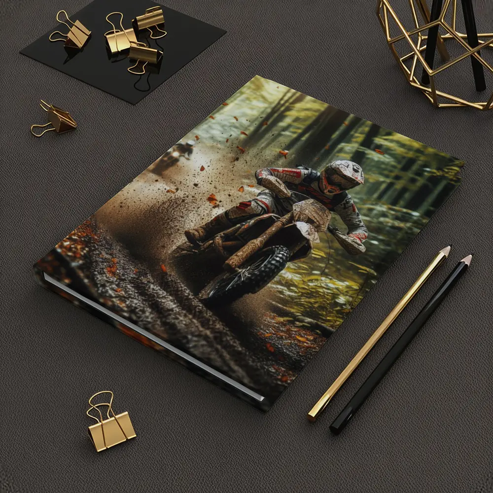 Motocross Dirt Bike Racing Through Forest – Notebooks