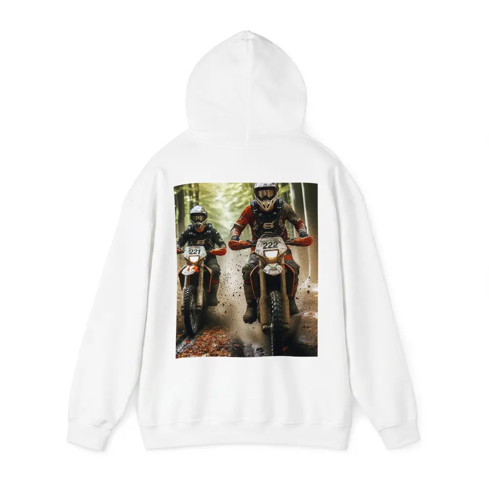 Motocross Riders Racing Through Muddy Forest – Hoodies