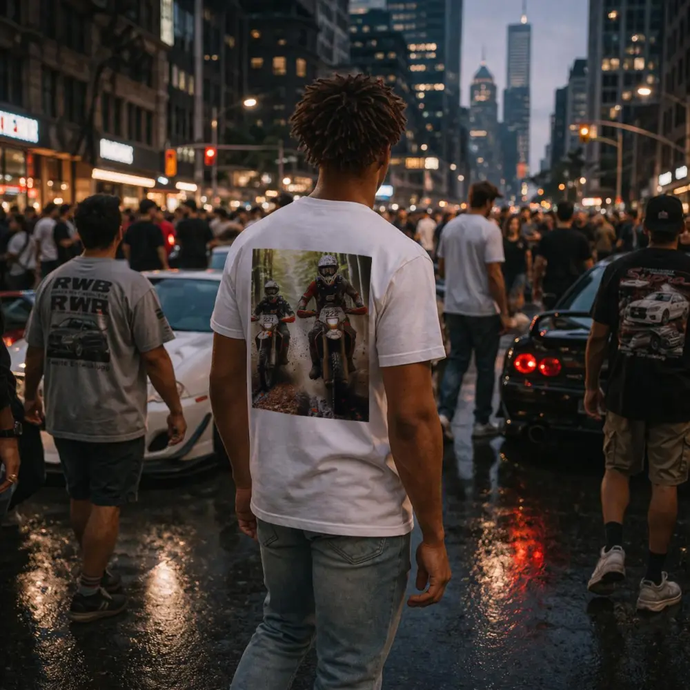 Motocross Riders Racing Through Muddy Forest – T-Shirts