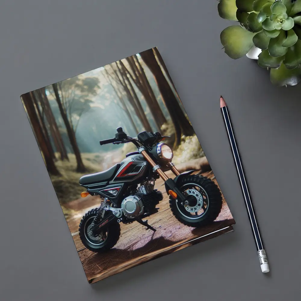 Mini Dirt Bike Parked In Misty Forest – Notebooks