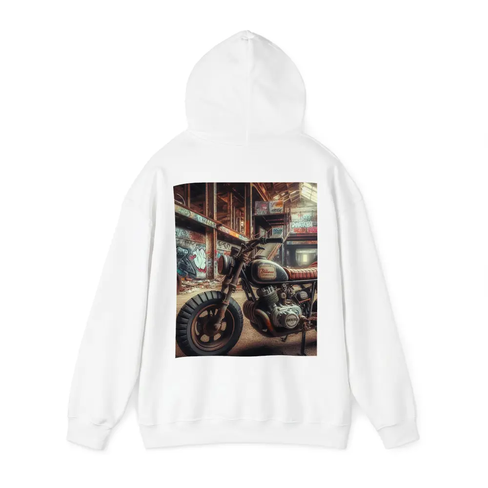 Cafe Racer Motorcycle Abandoned Graffiti Warehouse – Hoodies