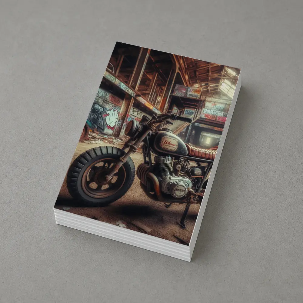 Cafe Racer Motorcycle Abandoned Graffiti Warehouse – Postcards