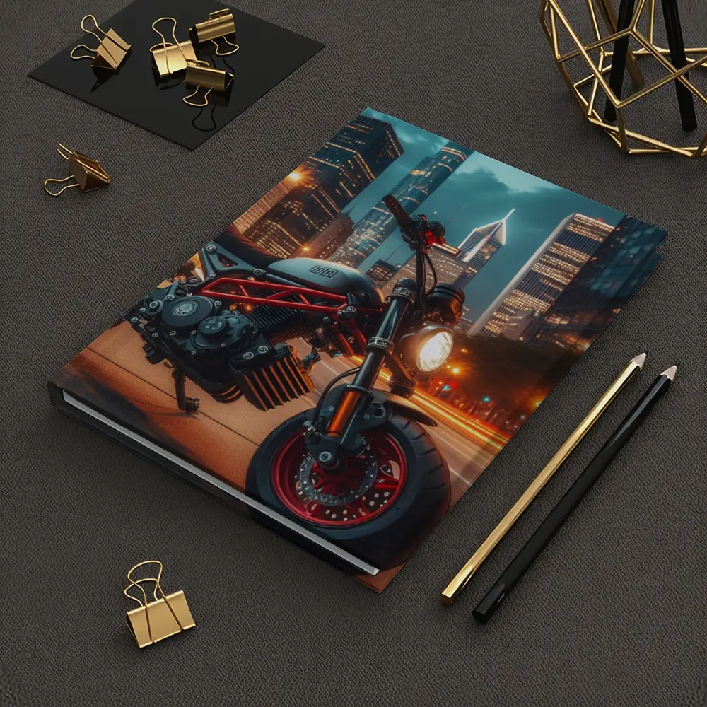 Mini Bike Red Frame City Night – Notebooks