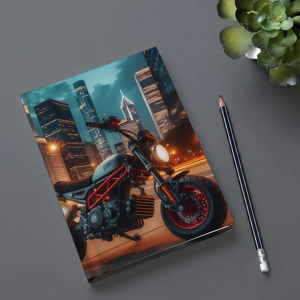 Mini Bike Red Frame City Night – Notebooks