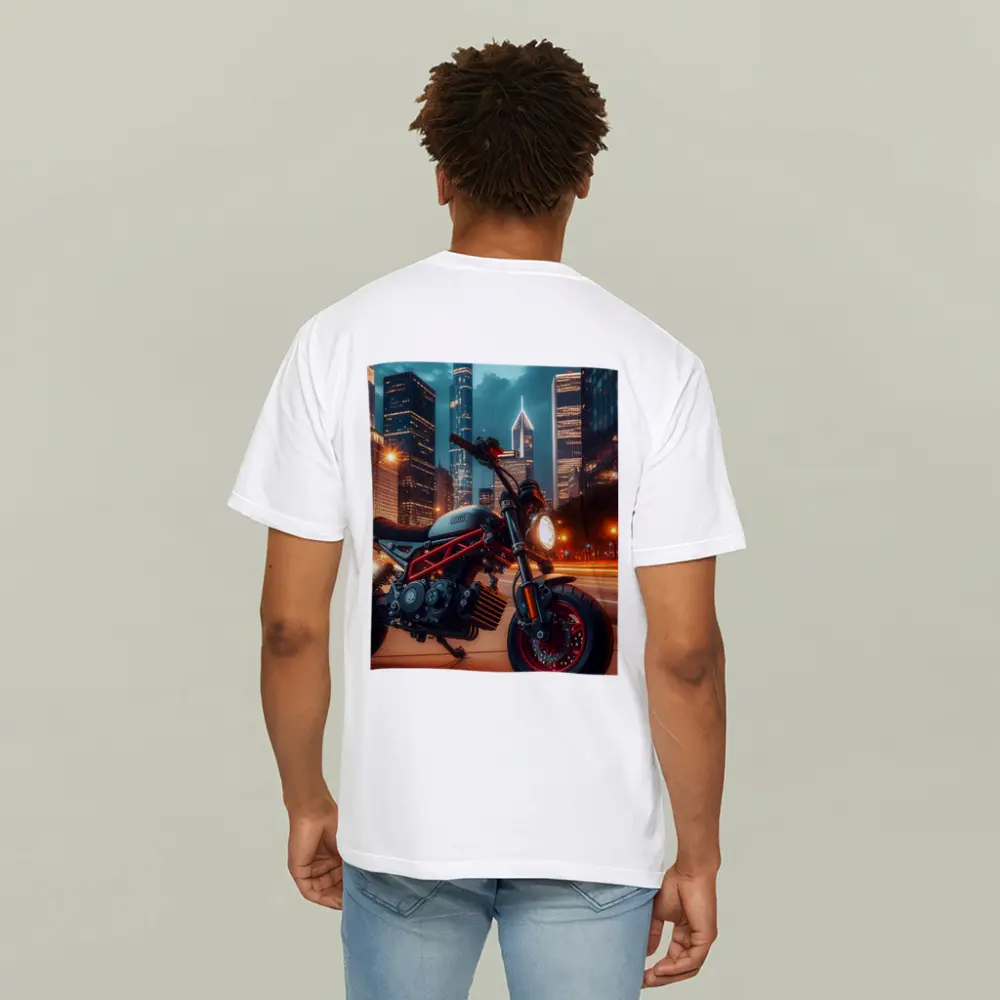 Mini Bike Red Frame City Night – T-Shirts