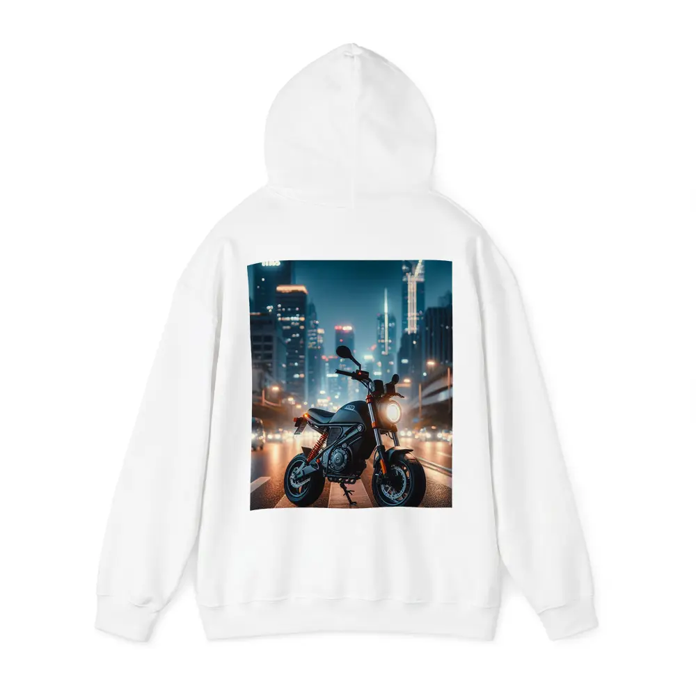 Street Motorcycle Parked City Night Lights – Hoodies