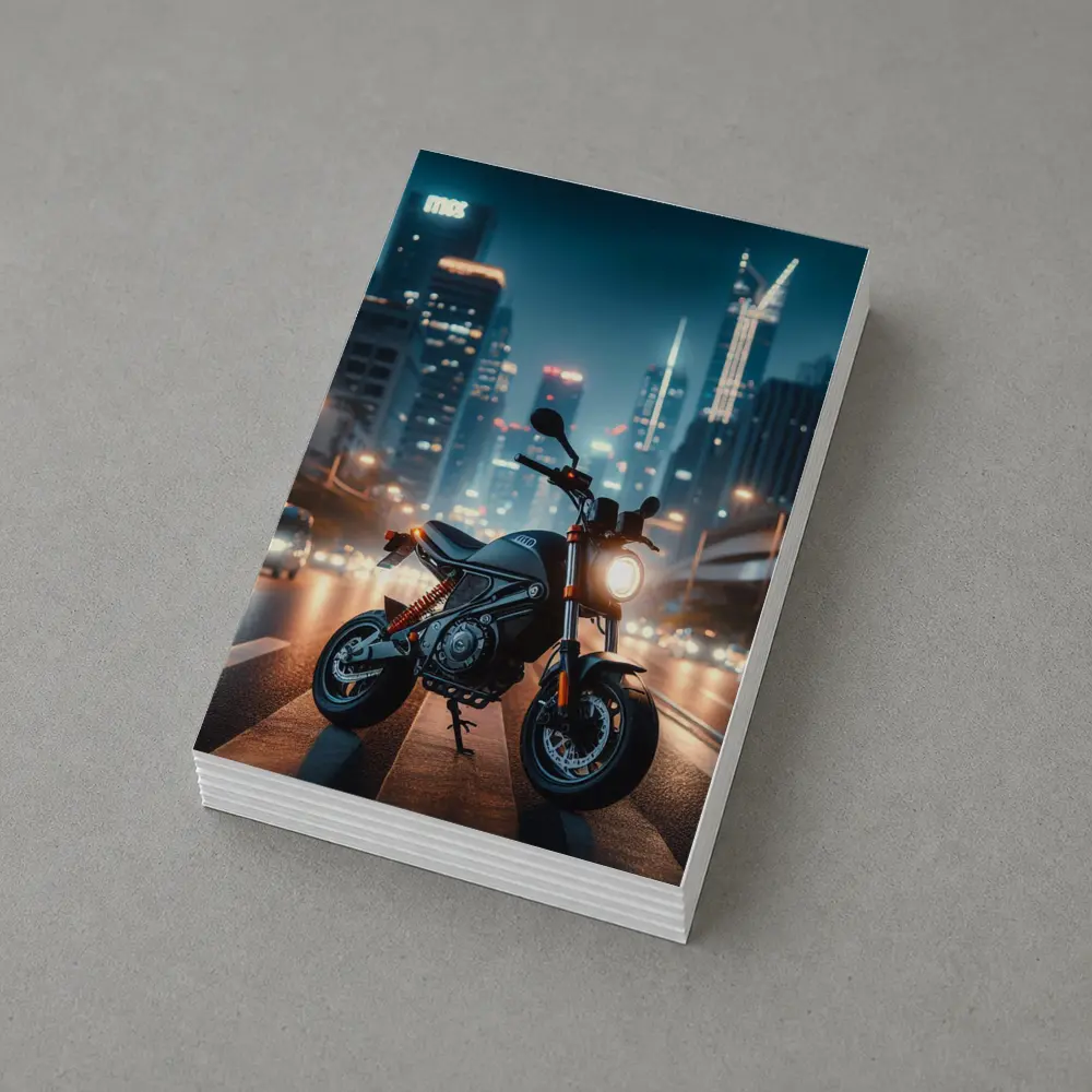 Street Motorcycle Parked City Night Lights – Postcards