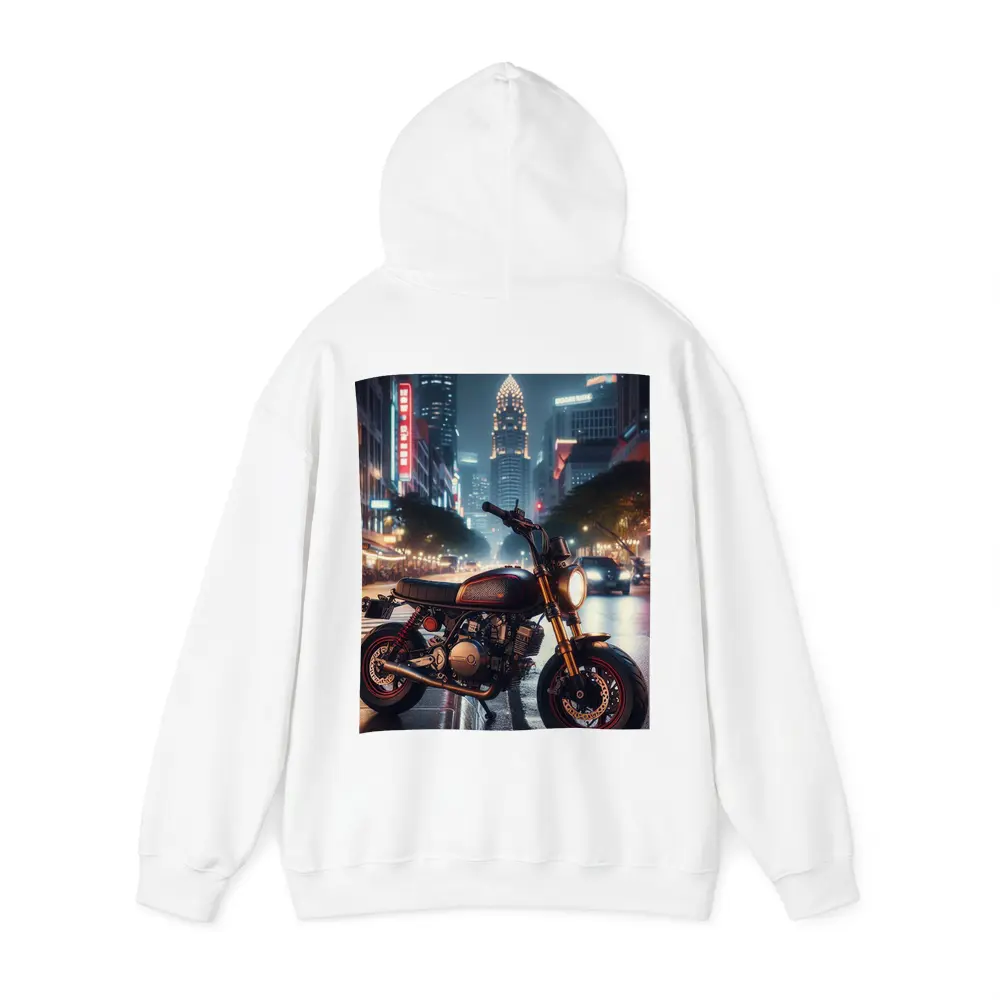 Cafe Racer Motorcycle Glowing City Night Street – Hoodies