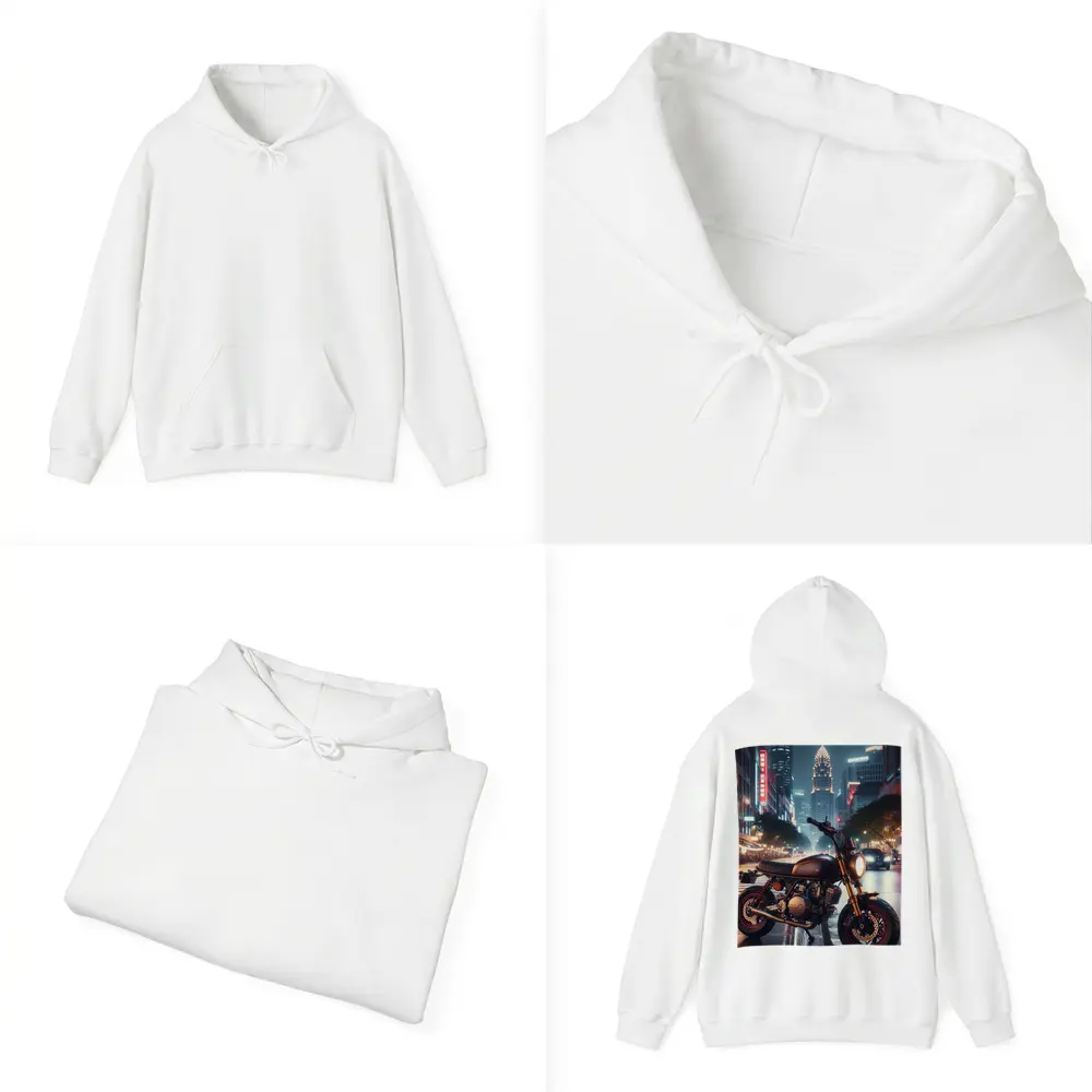 Cafe Racer Motorcycle Glowing City Night Street – Hoodies