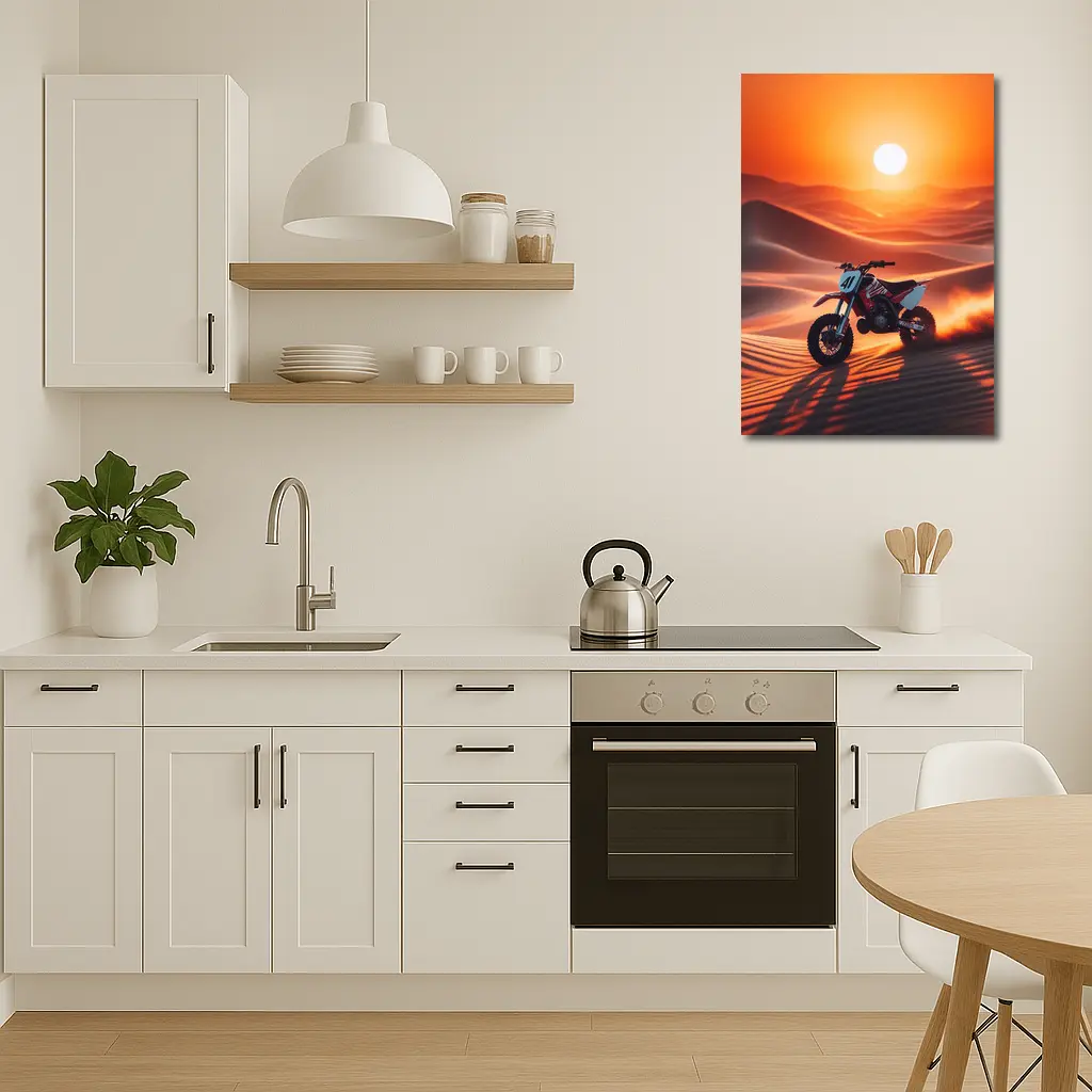 Dirt Bike Riding Desert Dunes Sunset – Wall Art