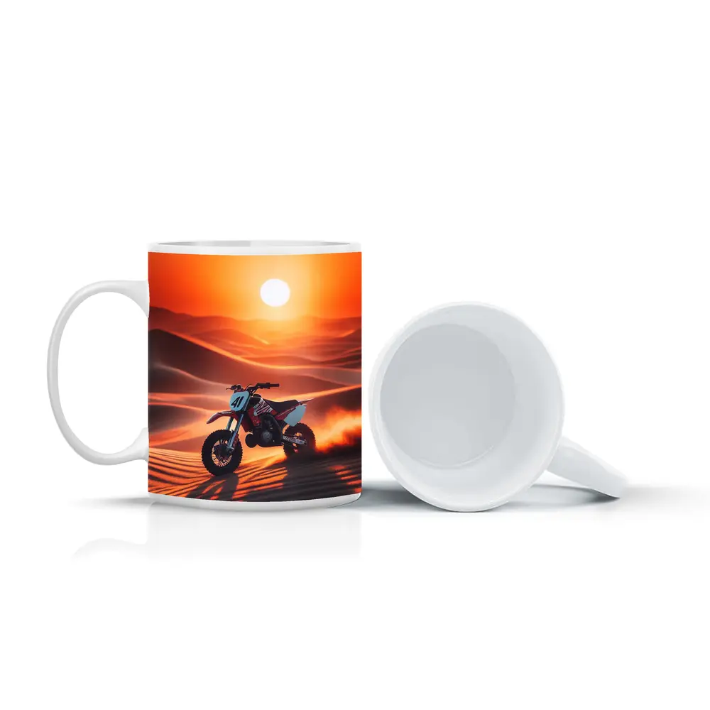Dirt Bike Riding Desert Dunes Sunset – Mugs