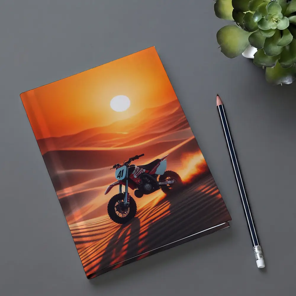 Dirt Bike Riding Desert Dunes Sunset – Notebooks