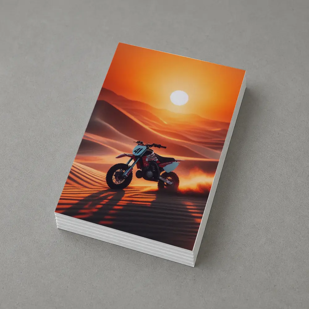 Dirt Bike Riding Desert Dunes Sunset – Postcards