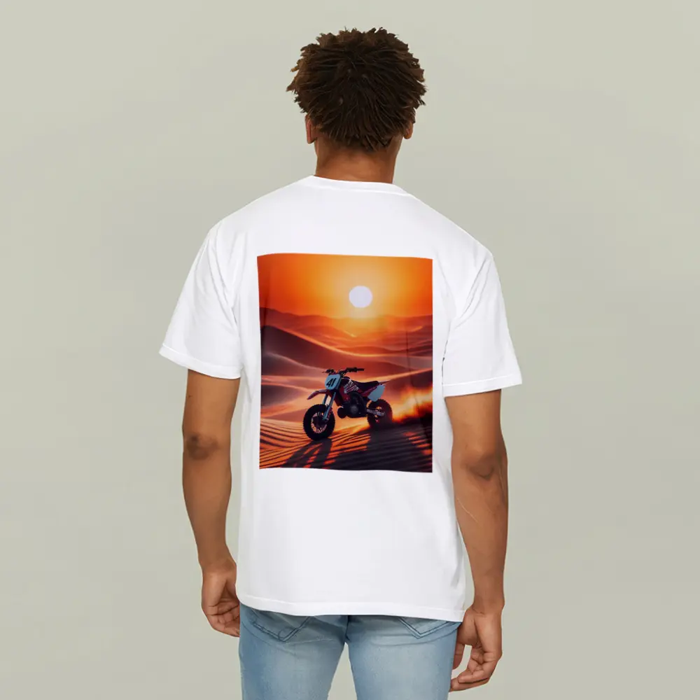 Dirt Bike Riding Desert Dunes Sunset – T-Shirts