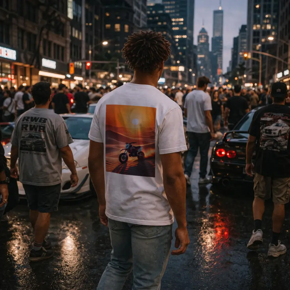 Dirt Bike Riding Desert Dunes Sunset – T-Shirts