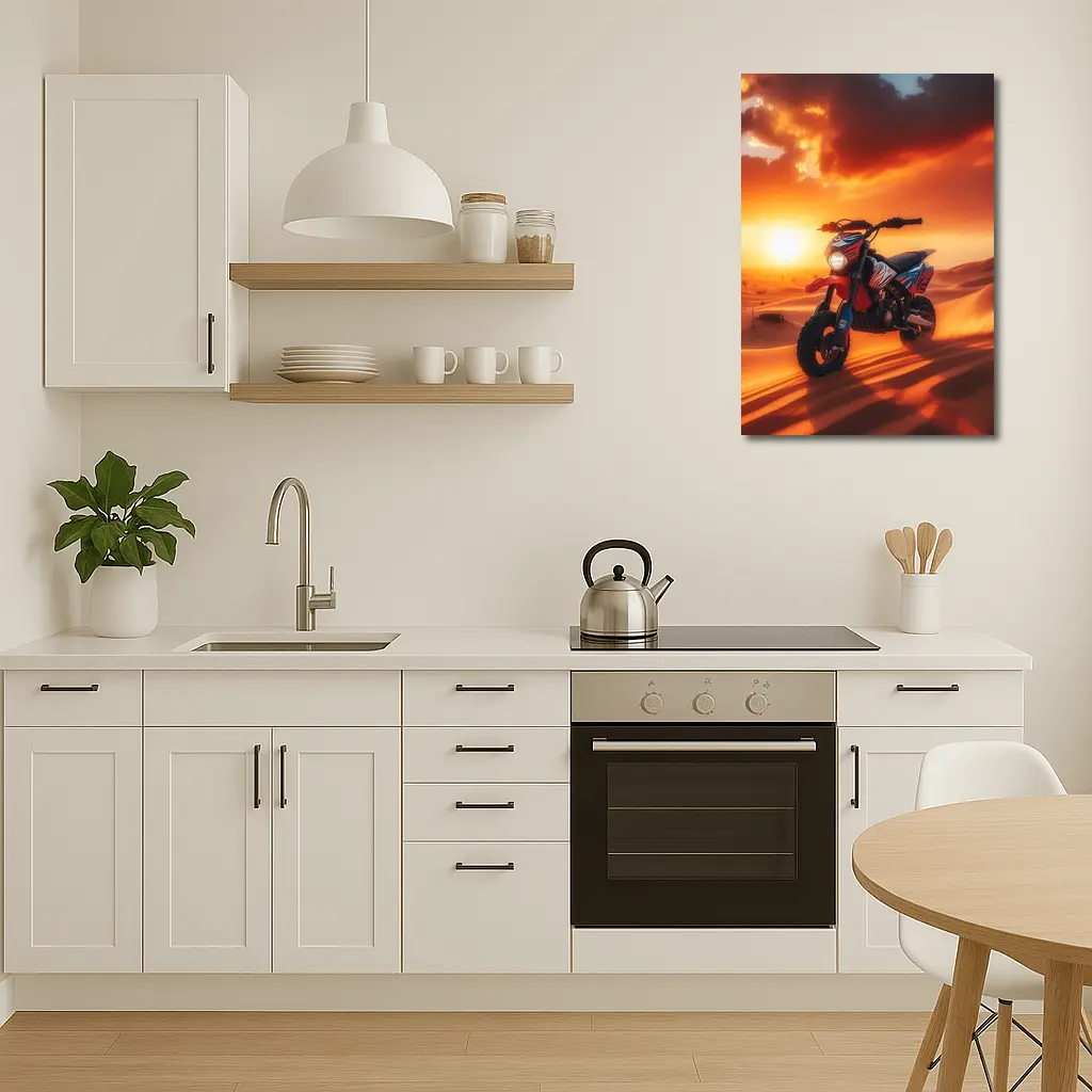 Dirt Bike On Desert Dunes Sunset – Wall Art
