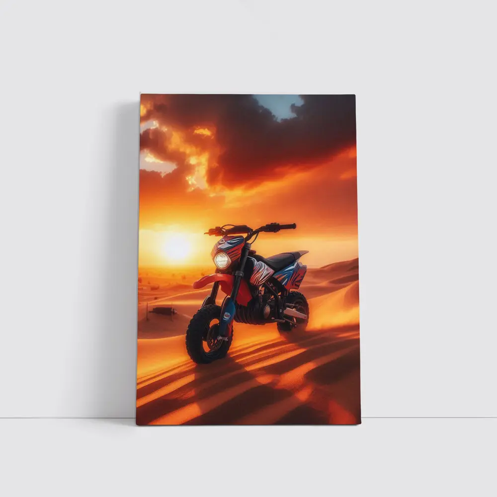 Dirt Bike On Desert Dunes Sunset – Wall Art