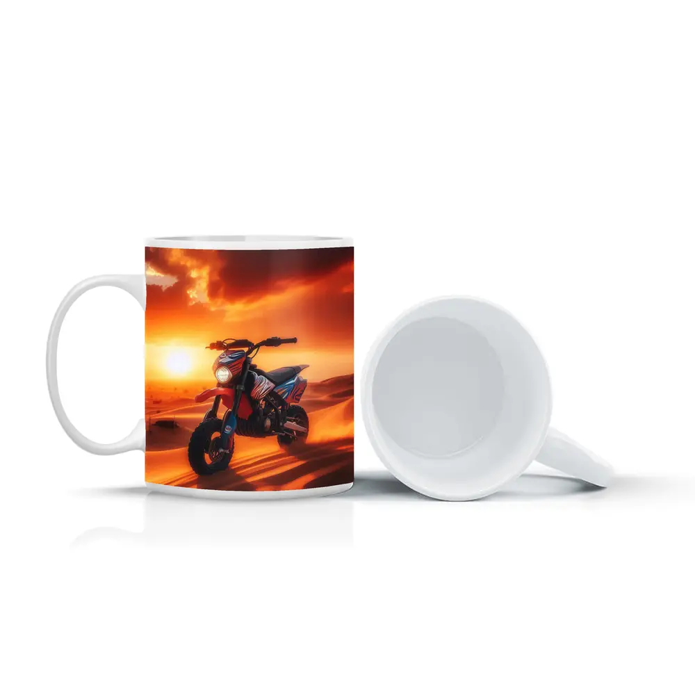 Dirt Bike On Desert Dunes Sunset – Mugs