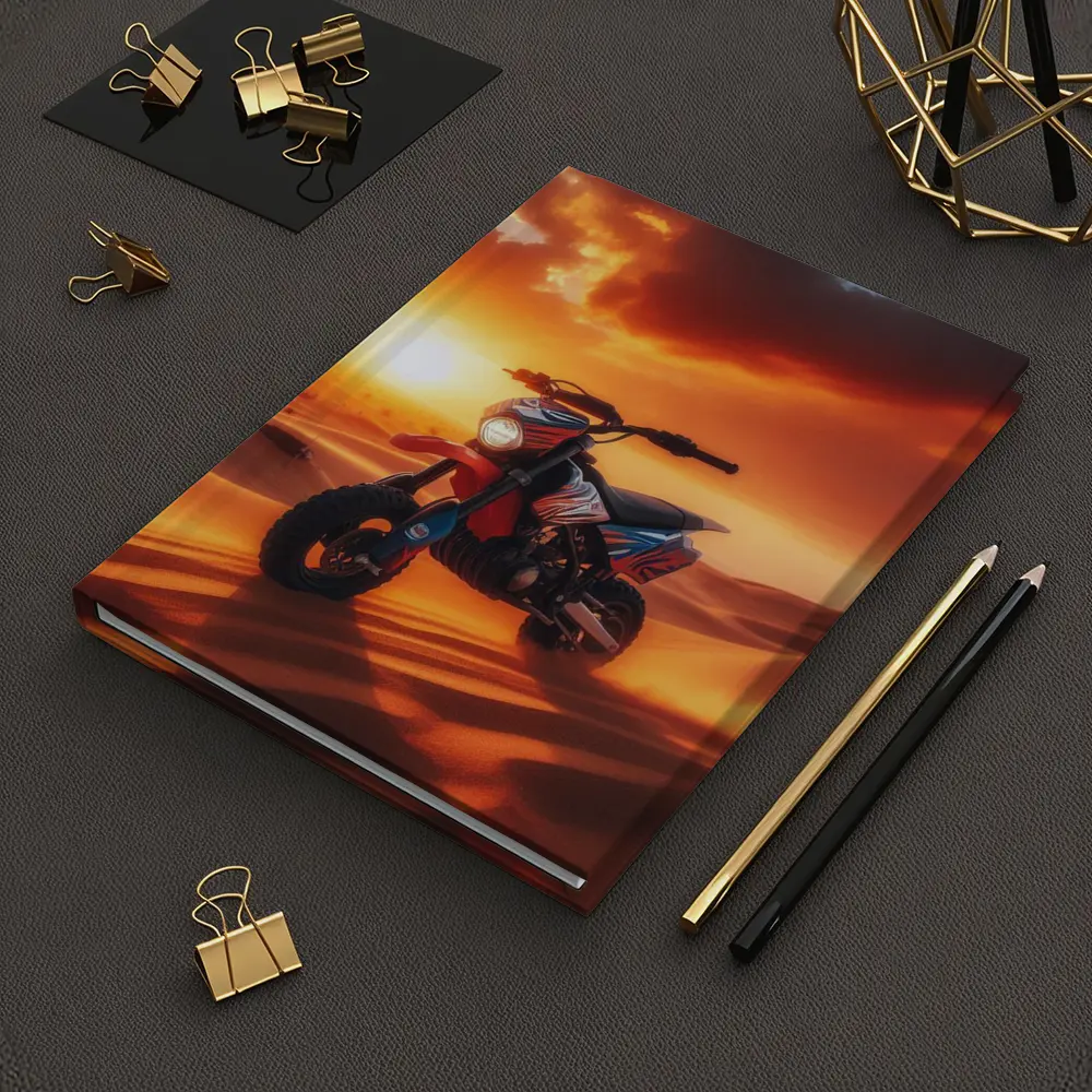 Dirt Bike On Desert Dunes Sunset – Notebooks
