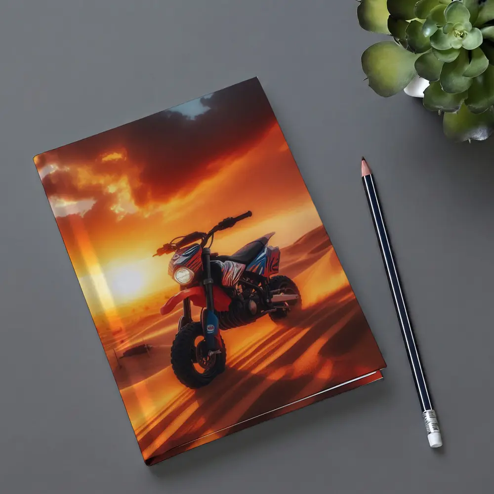Dirt Bike On Desert Dunes Sunset – Notebooks