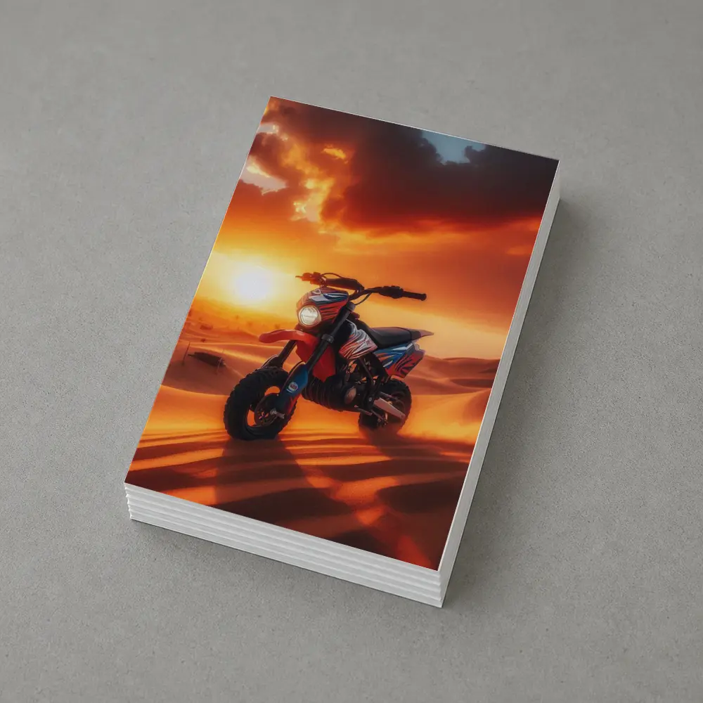 Dirt Bike On Desert Dunes Sunset – Postcards