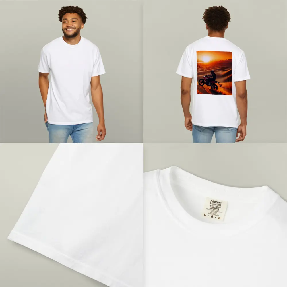 Motocross Rider Drifting Desert Sand Dunes Sunset – T-Shirts