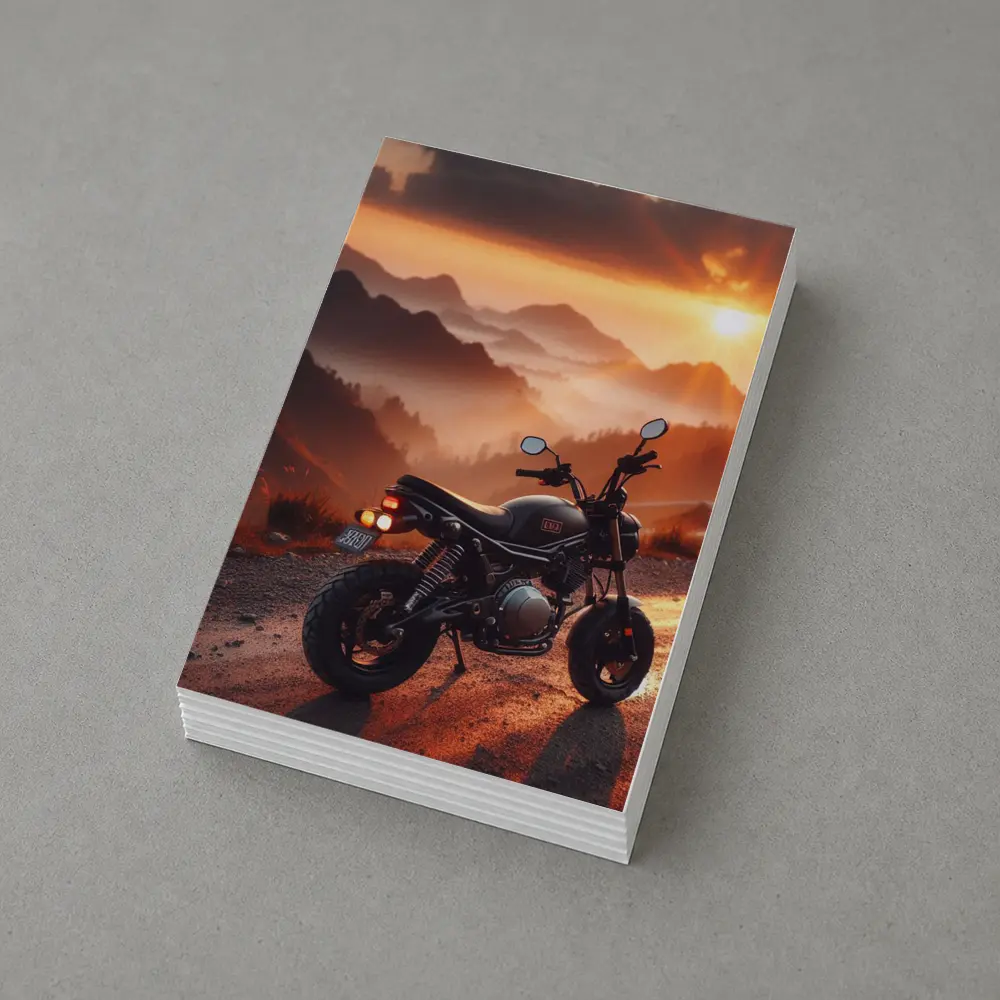 Cafe Racer Motorcycle Mountain Sunset Landscape – Postcards