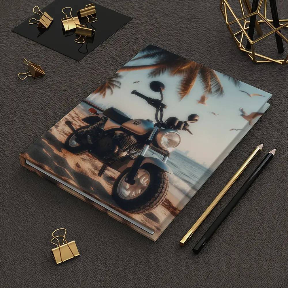 Mini Motorcycle Parked On Tropical Beach – Notebooks