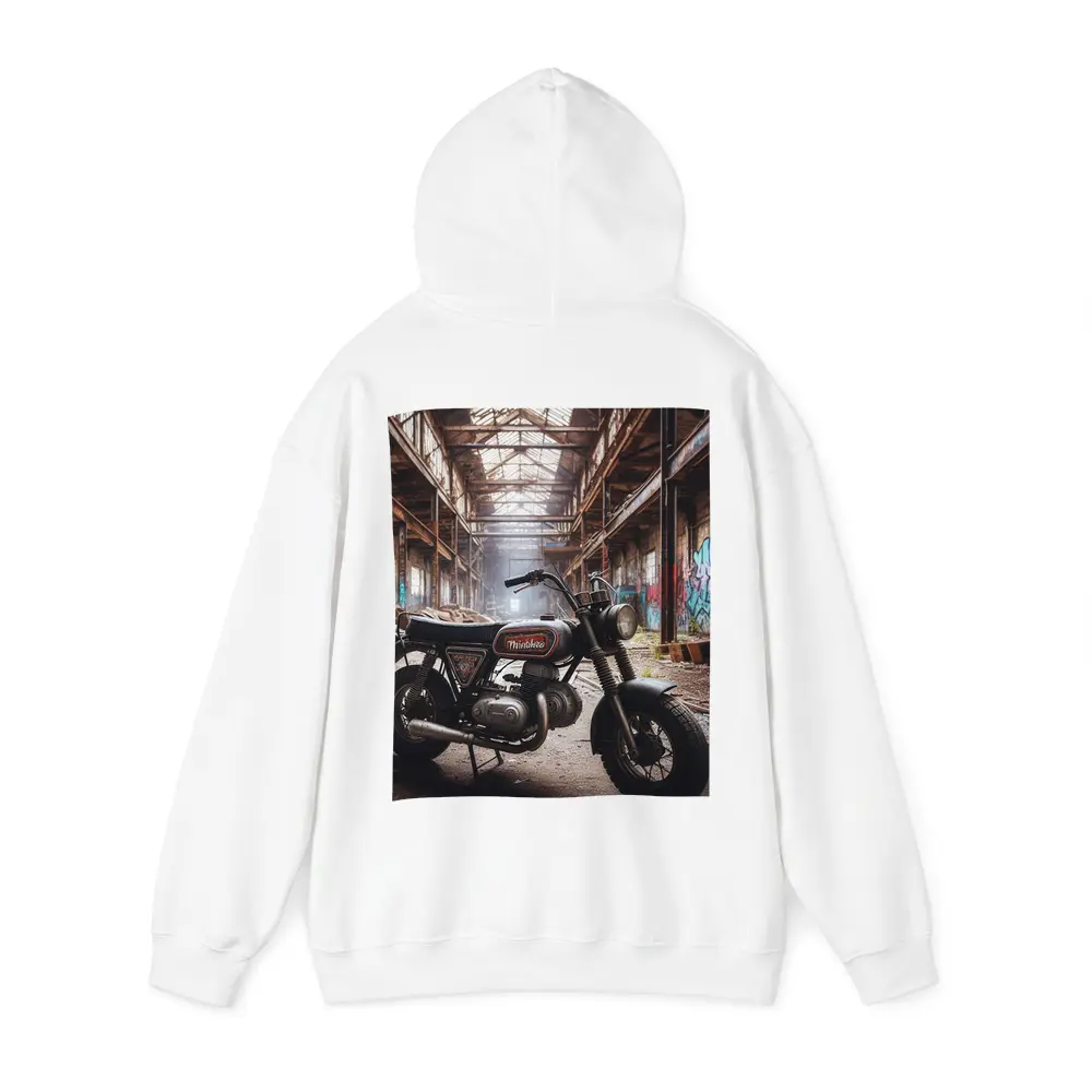 Vintage Minibike Parked Inside Abandoned Factory – Hoodies