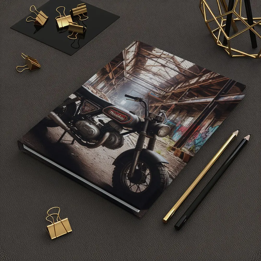 Vintage Minibike Parked Inside Abandoned Factory – Notebooks