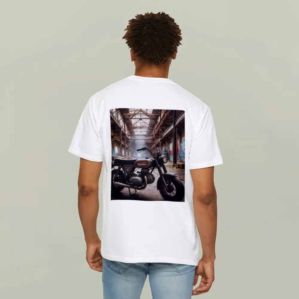 Vintage Minibike Parked Inside Abandoned Factory – T-Shirts